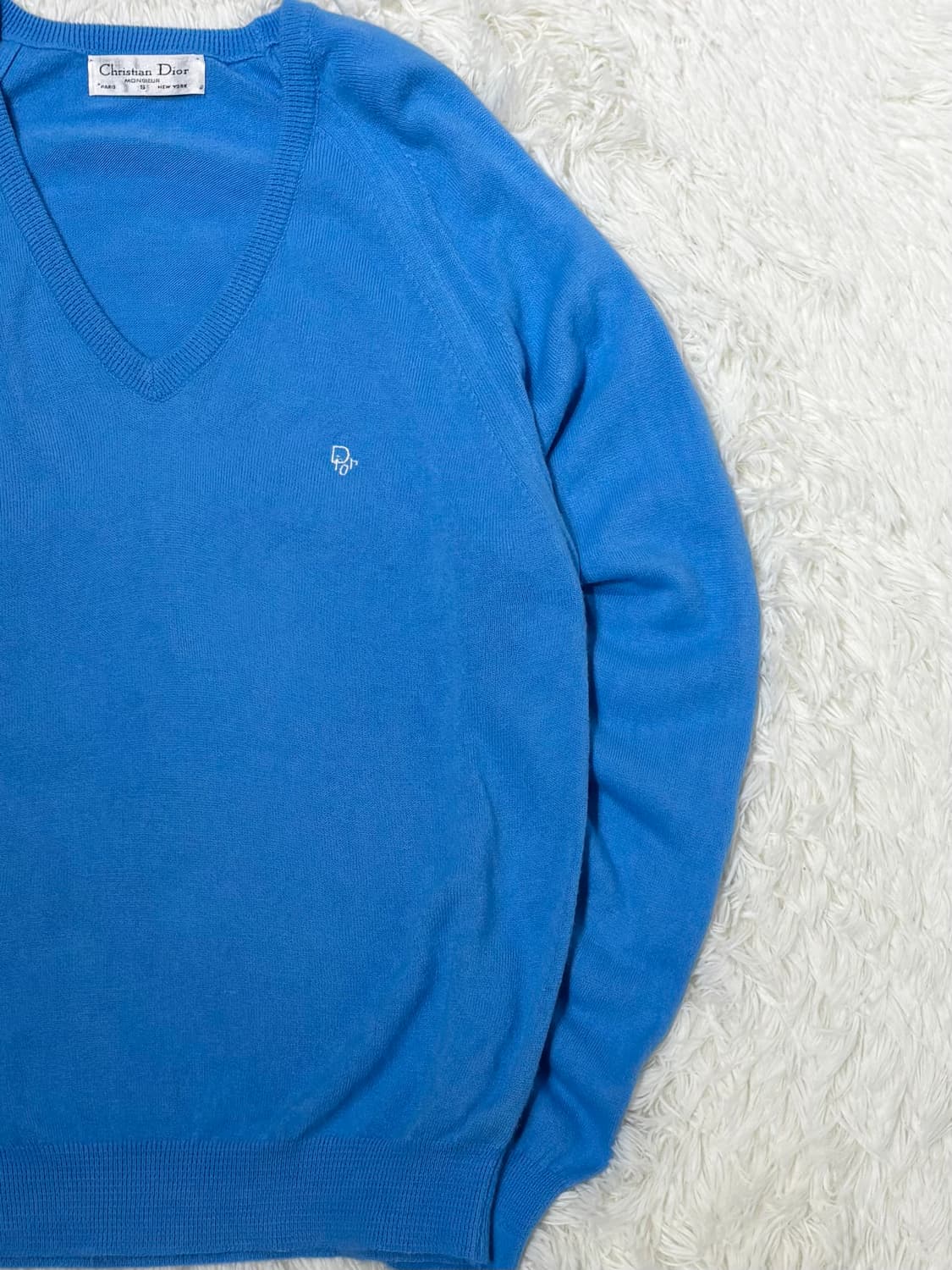 크리스찬 디올 90‘s USA 베이비블루 브이넥 니트 상품이미지5