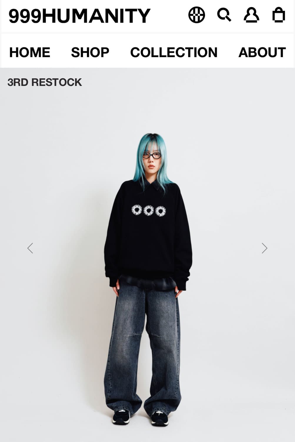 999 휴머니티 스웻 맨투맨 블랙 상품이미지2