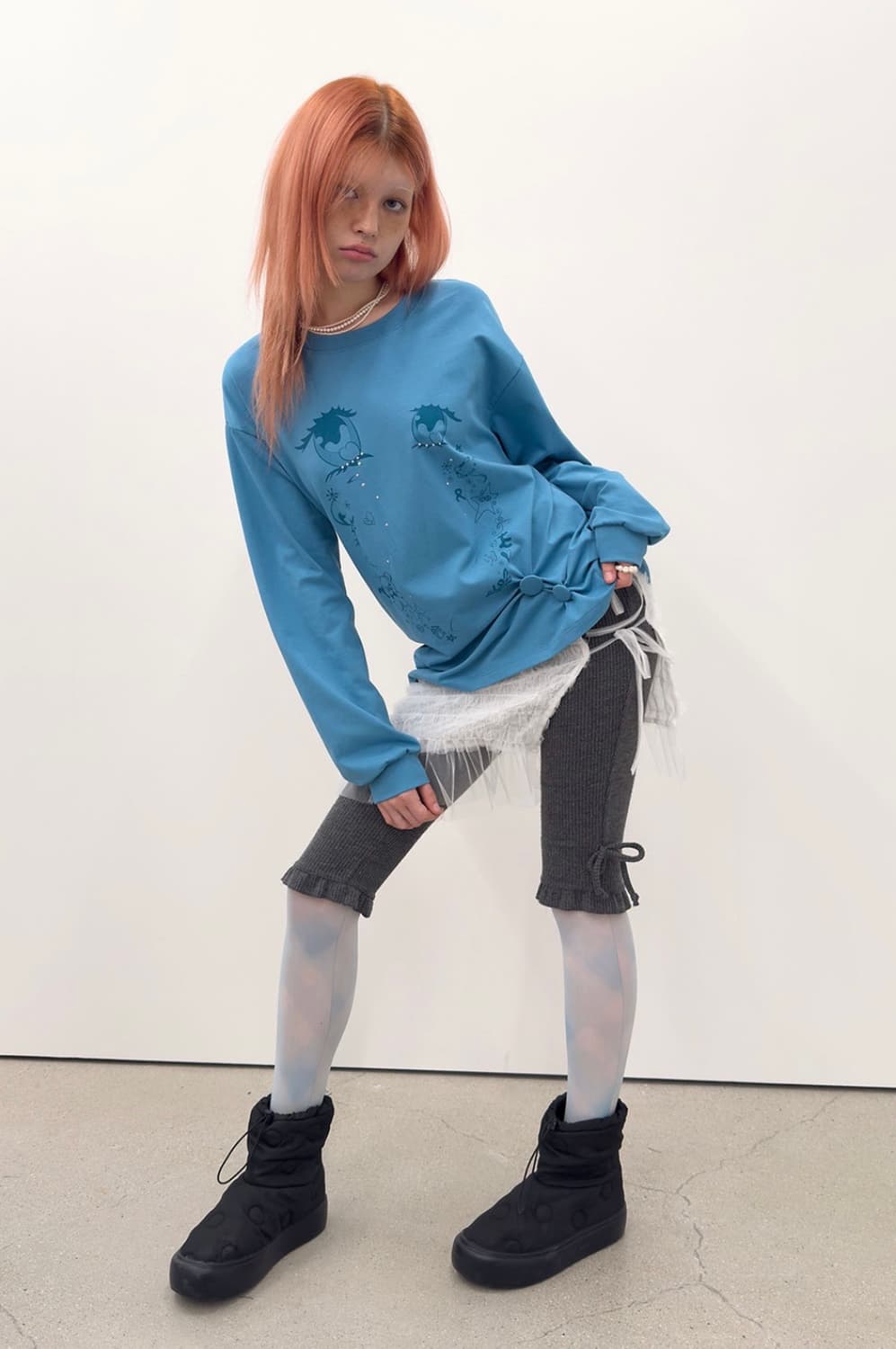 Cry Eyes ruched top [blue] 상품이미지1