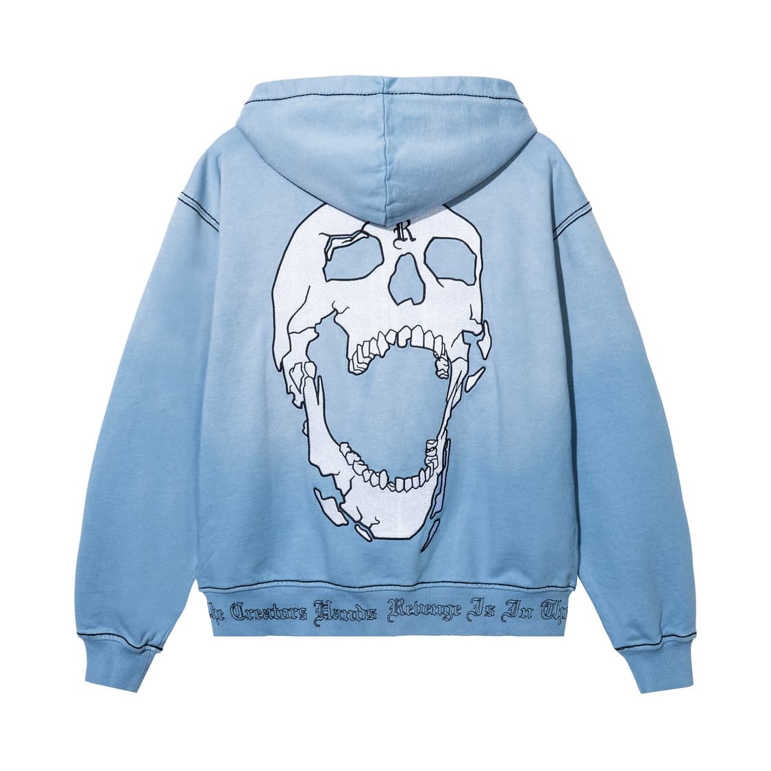 [M] REVENGE 리벤지 자수 후드 집업 워시드 베이비 블루 화이트 상품이미지2