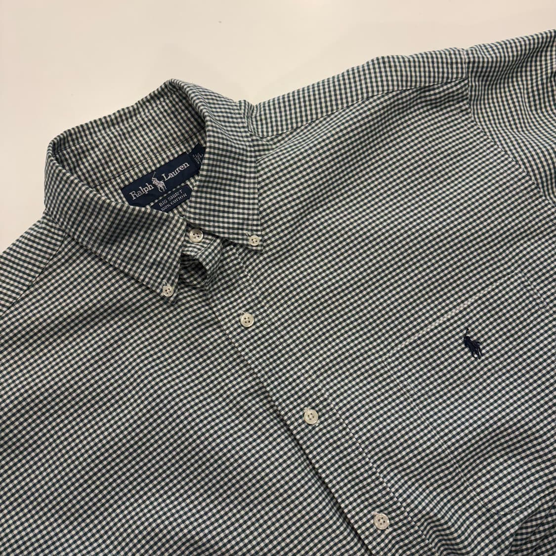 [L] 폴로 랄프로렌 빅셔츠 깅엄체크 긴팔 셔츠 그린 D608 상품이미지3