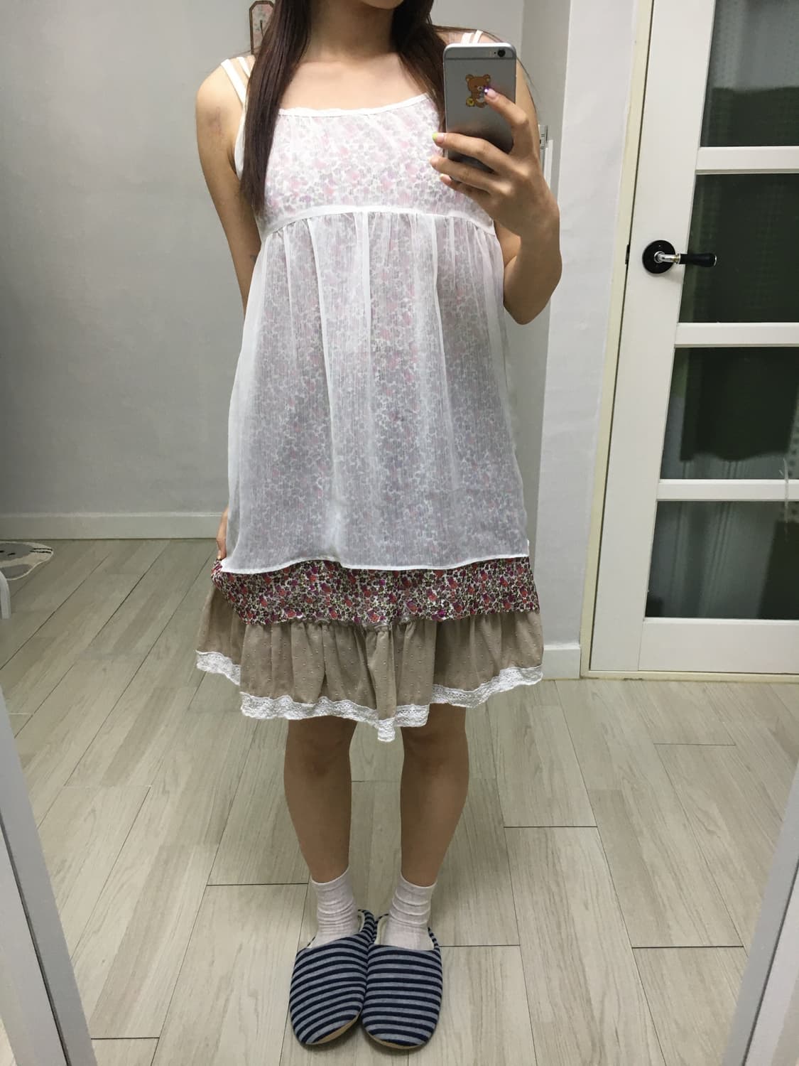 베이지 도트 미니 스커트 상품이미지3