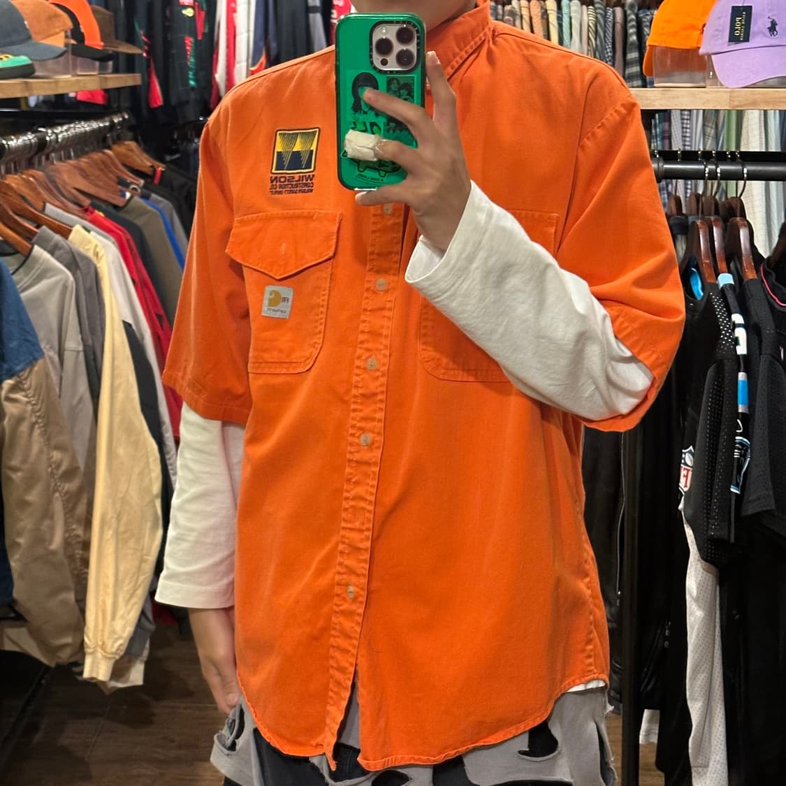 [HI] 칼하트 반팔 셔츠 오렌지 상품이미지3