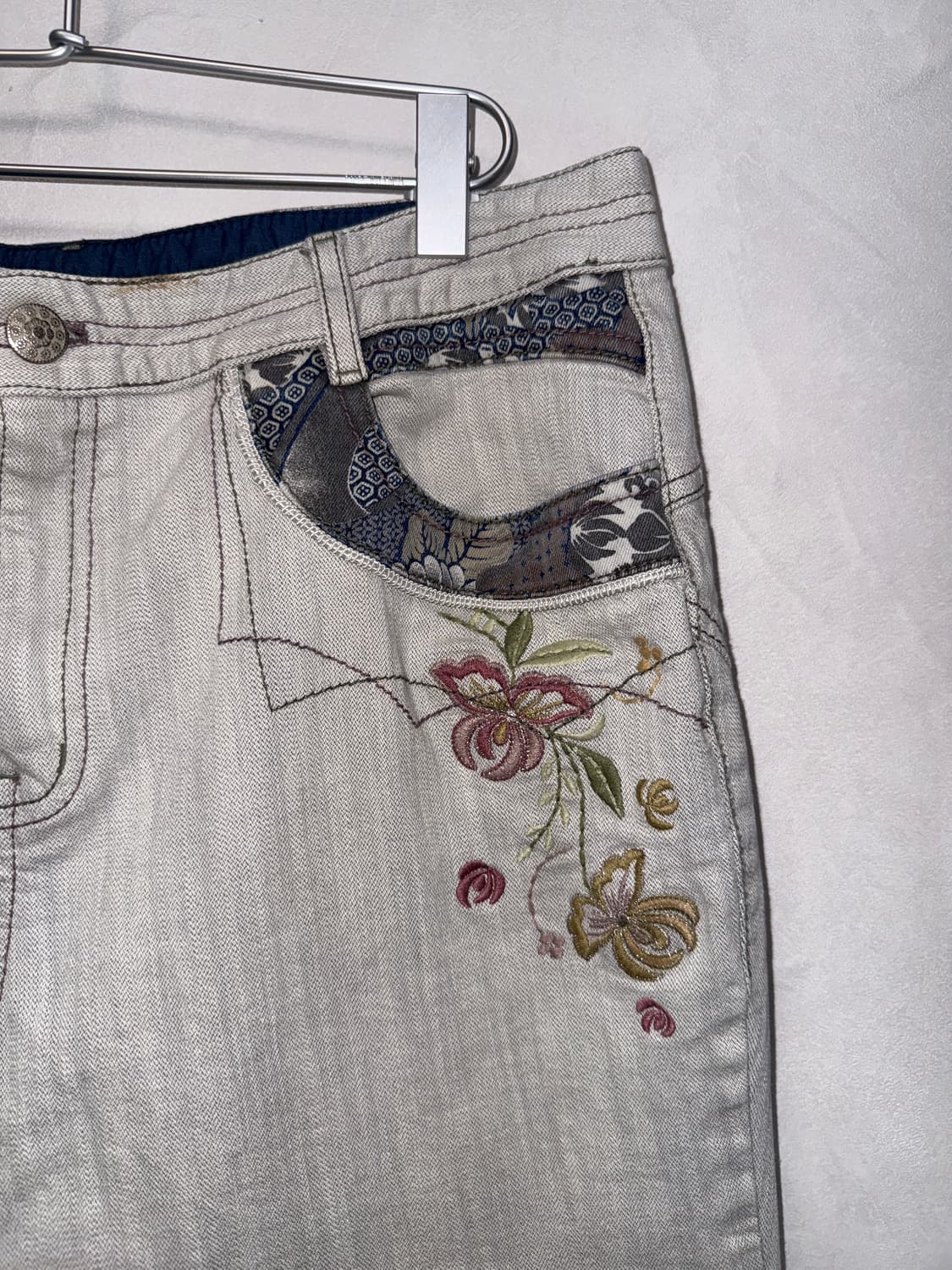Gray denim oriental detail wide pants 상품이미지2
