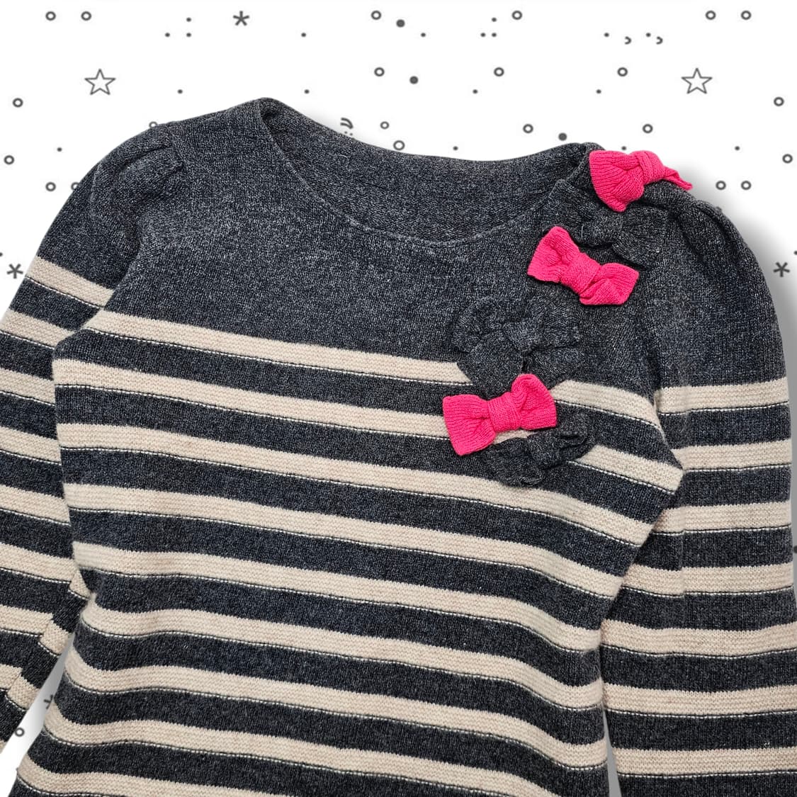 F 리본 포인트 스트라이프 니트 상품이미지2