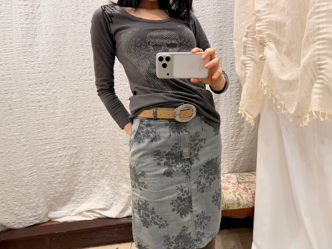 Summer flower midi denim skirt 상품이미지2