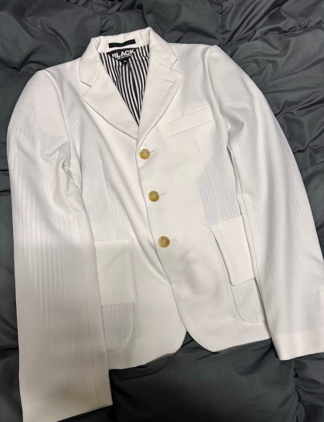 꼼데가르송 블랙 화이트 스트라이프자켓 Xs 19ss 상품이미지1