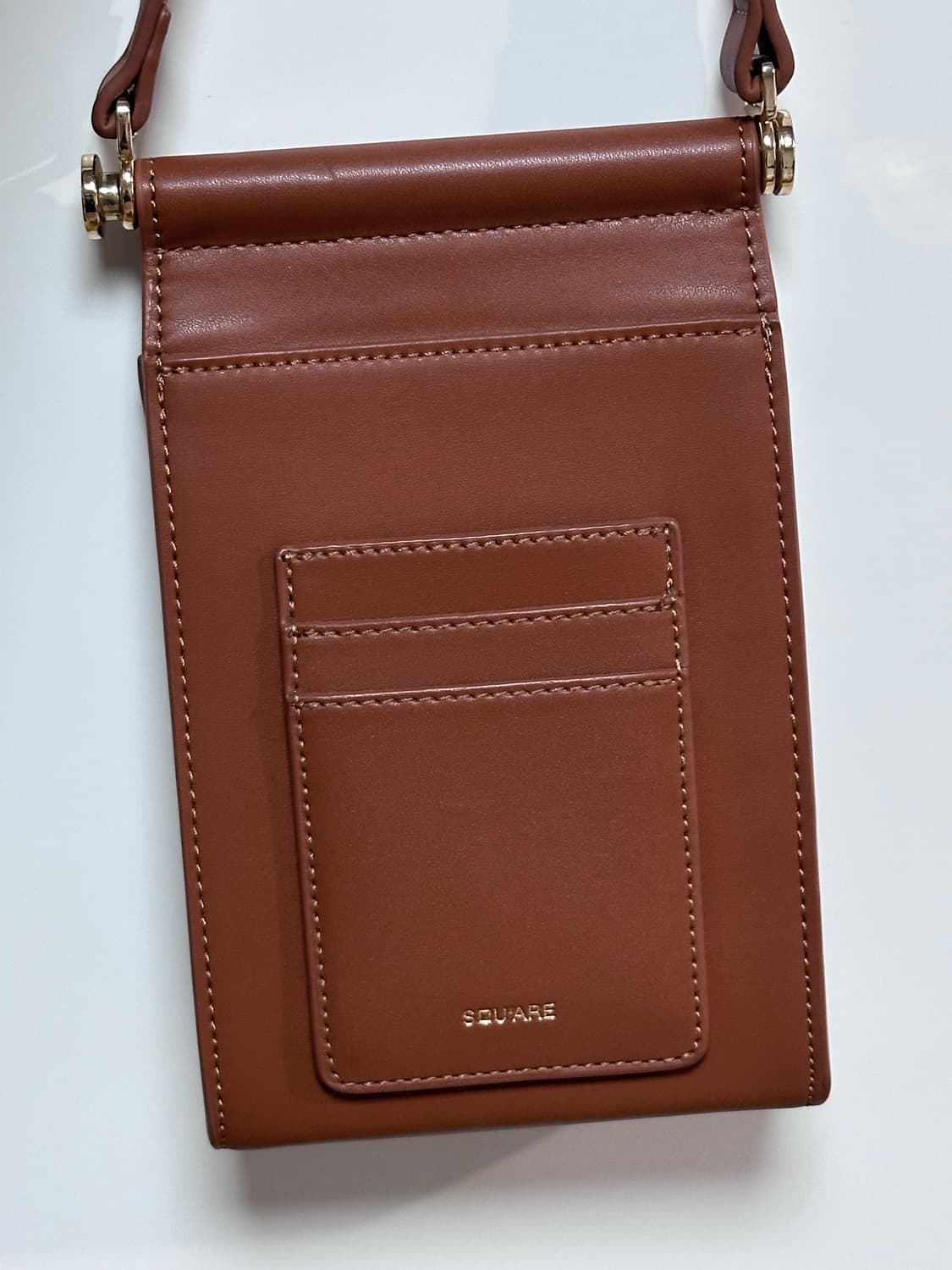 브라운 가죽 스퀘어 크로스백 상품이미지4