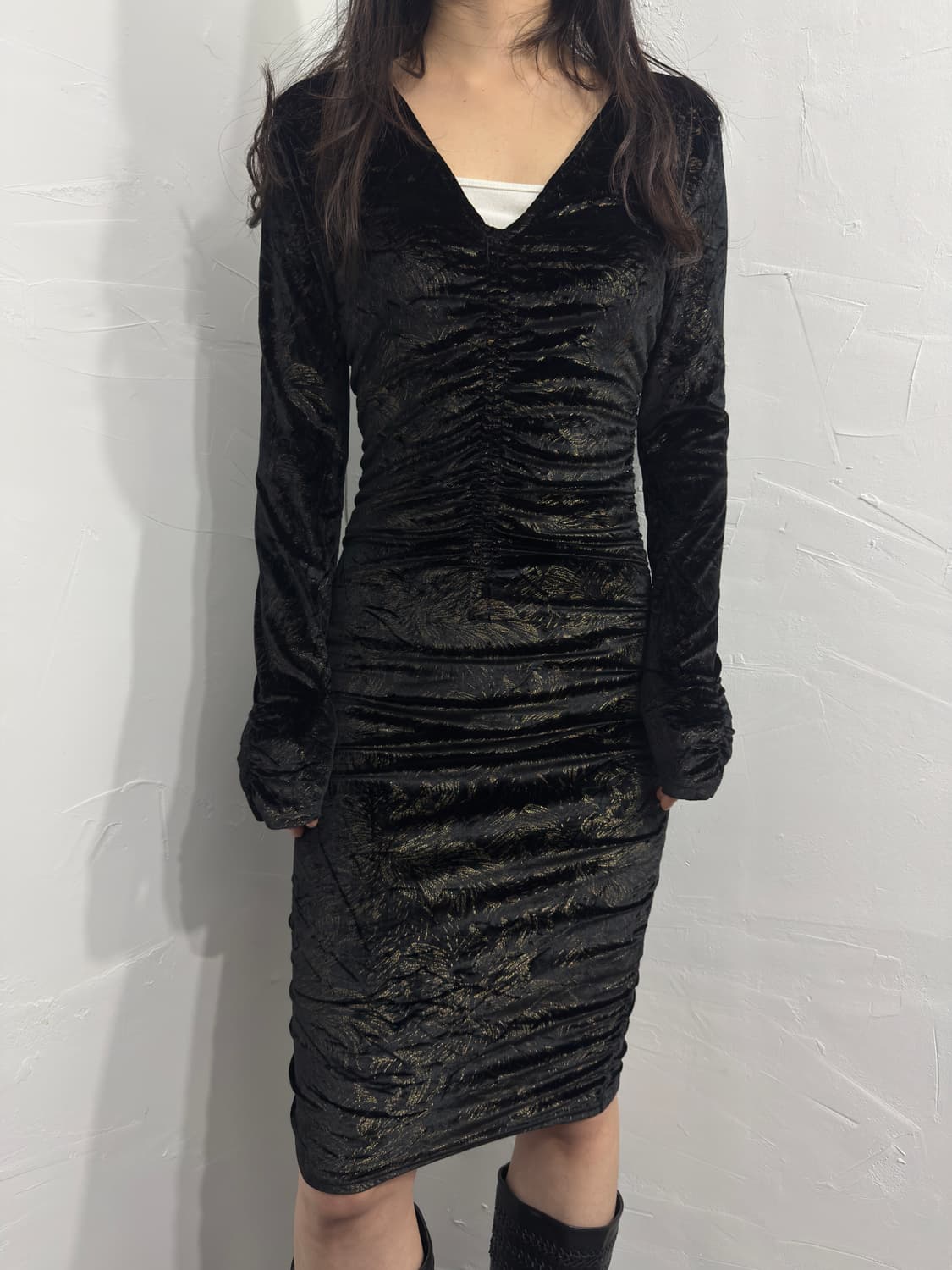 oriental velvet shirring dress 상품이미지3