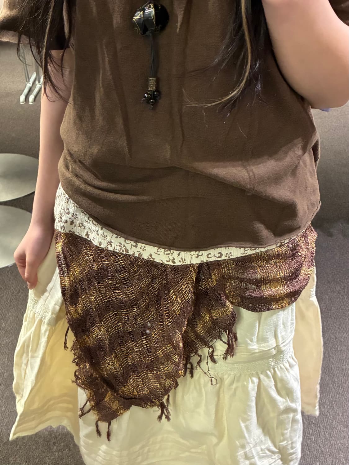 Japanese vintage 멀티 스트라이프 브라운 머플러 상품이미지2