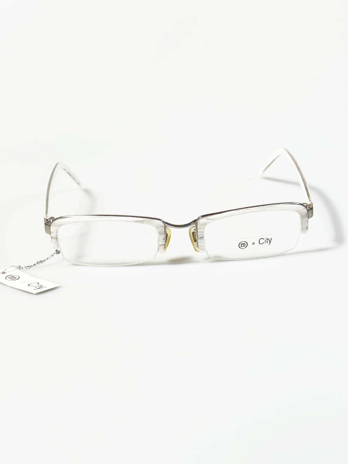 M CITY 클리어 반무테 스퀘어 프레임 빈티지 안경 상품이미지2