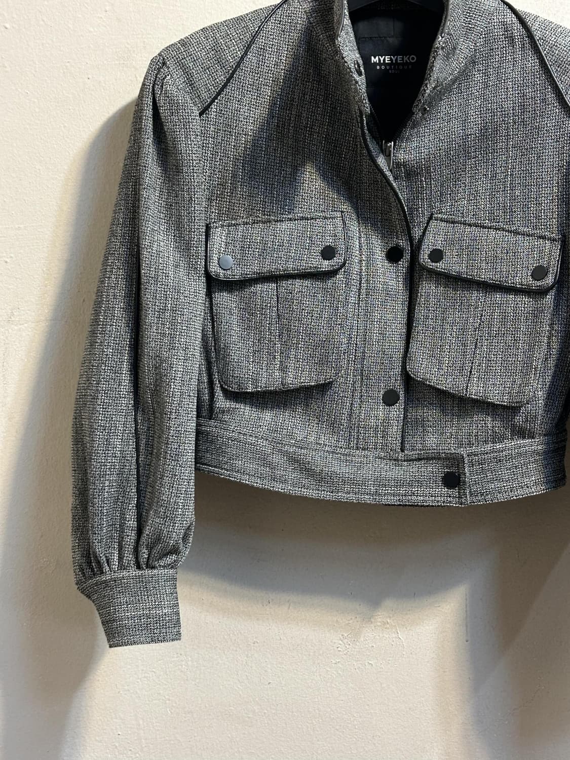 MYEYECO 하이넥 울 블렌드 숏 자켓 상품이미지3