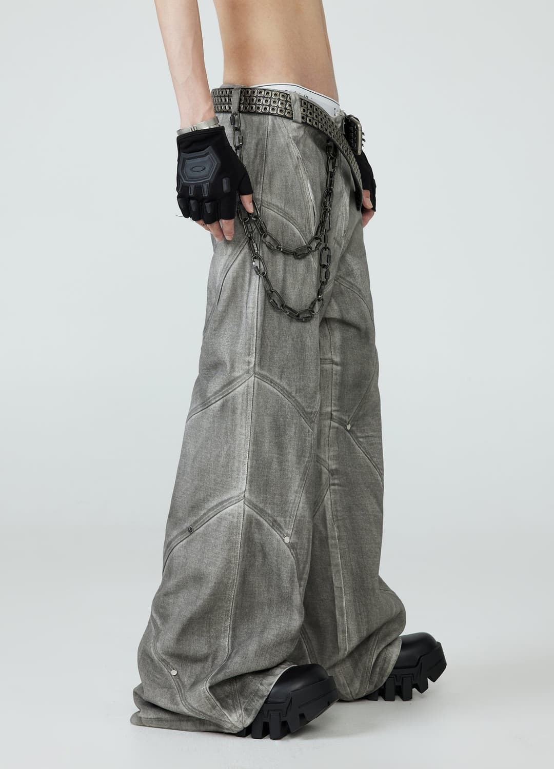 FRKM SCD 디스트로이드 워싱 플레어 팬츠 L  상품이미지5