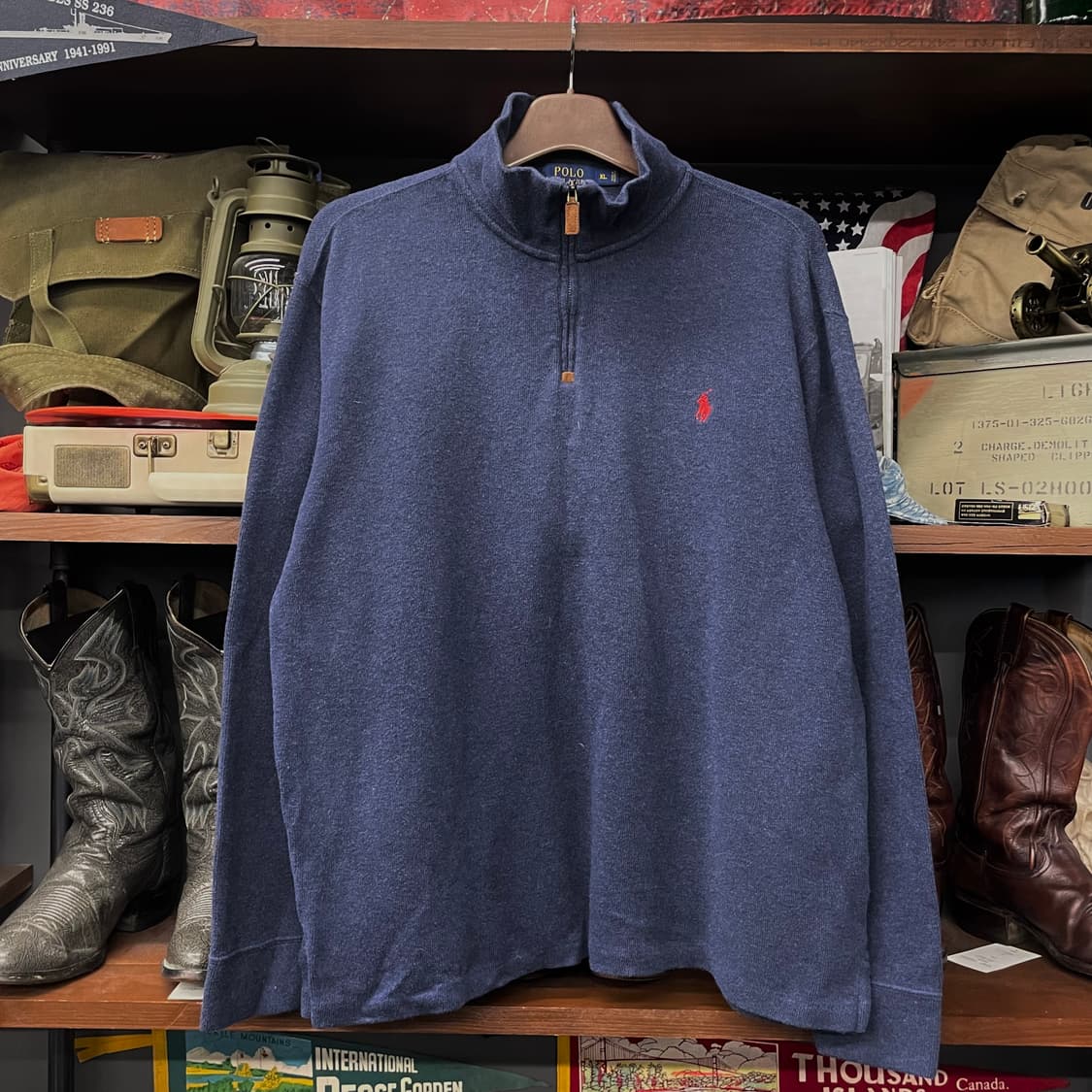 폴로 랄프로렌 신형 라벨 하프 집업 코튼 니트 스웨터 상품이미지1