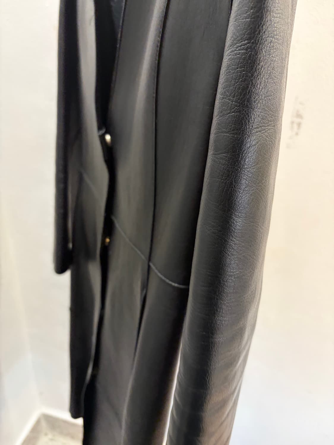 Vintage Black Long Leather Coat 상품이미지7