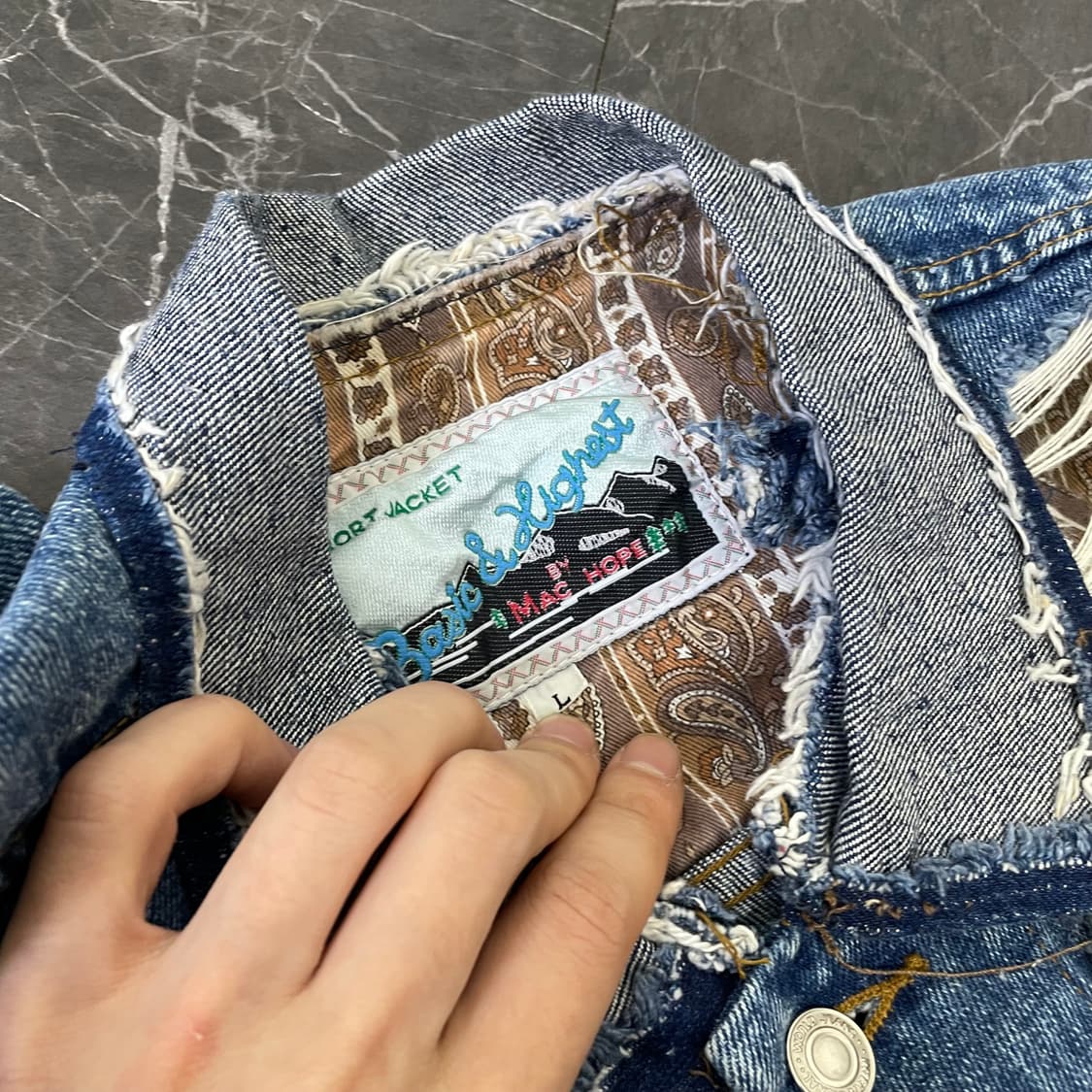 스파이더 웹 데미지 크롭 데님 트러커 자켓 상품이미지8