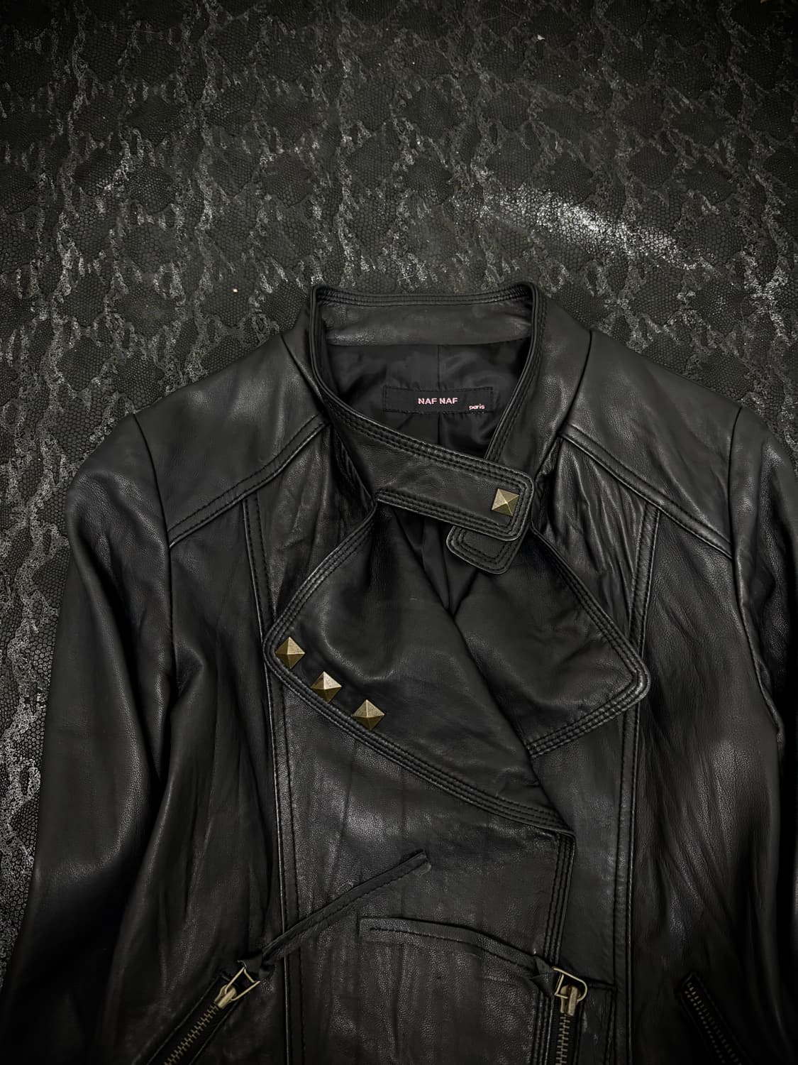 “Vintage” Chic Mood Stud Leather Jacket 상품이미지5
