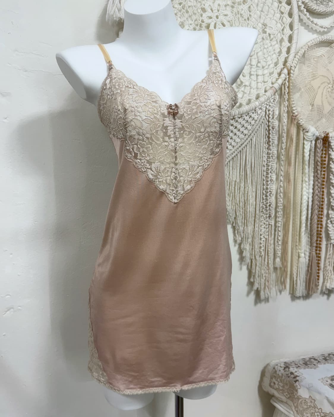 Beige Pink Flower Lace Slip 상품이미지3