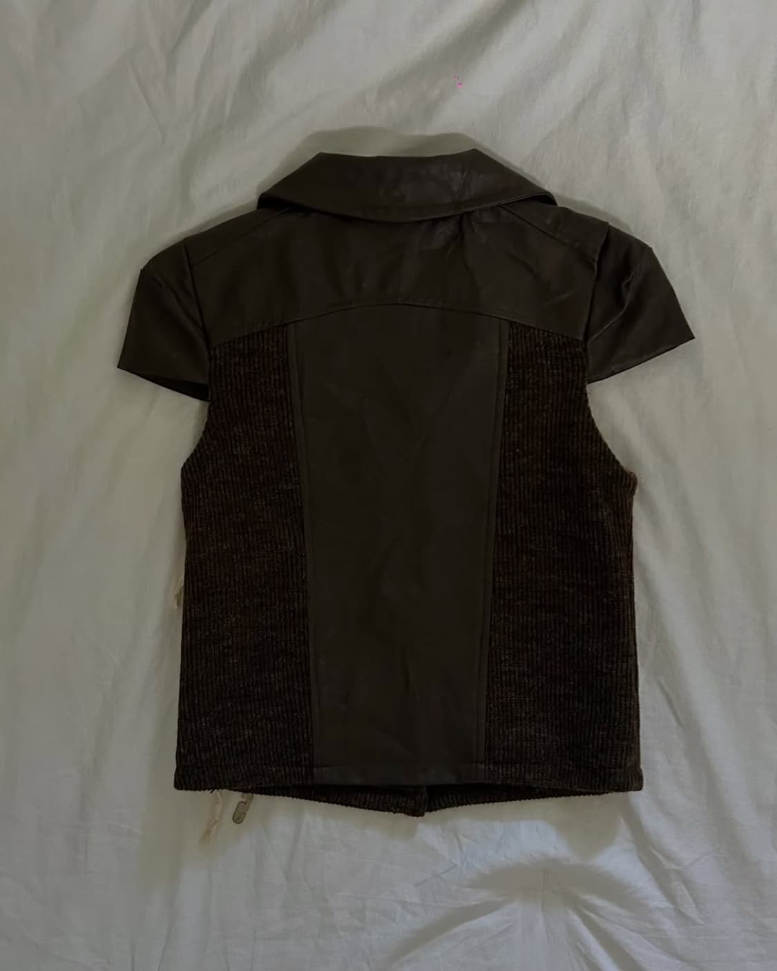 Braided brooch leather jacket 상품이미지3