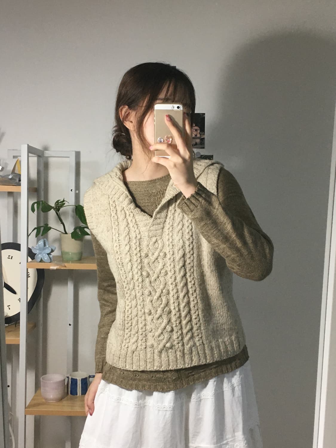 베이지 케이블 니트조끼 상품이미지2