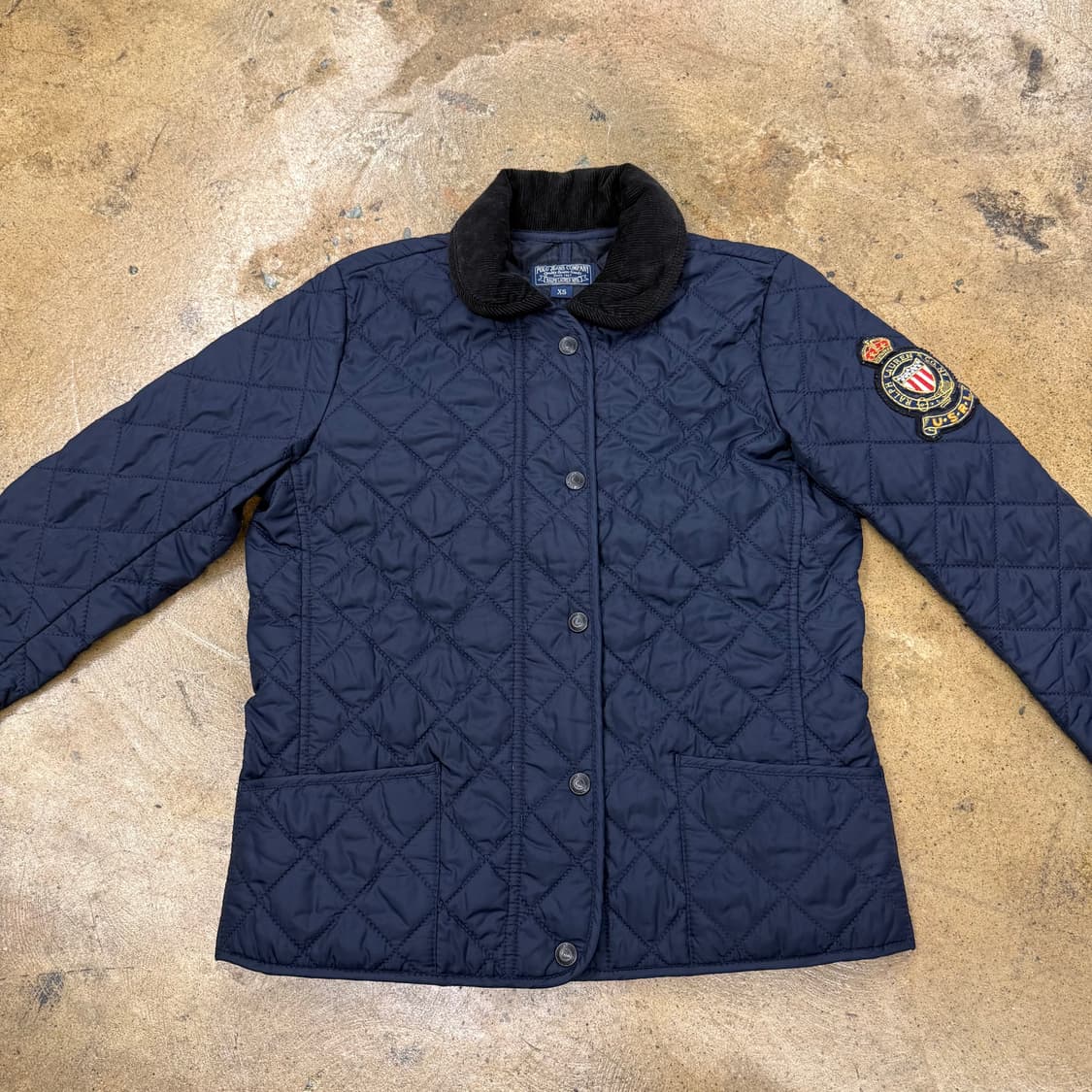 폴로 진스 네이비 코듀로이 골지 카라 얇 경량 퀄팅 패딩  상품이미지2