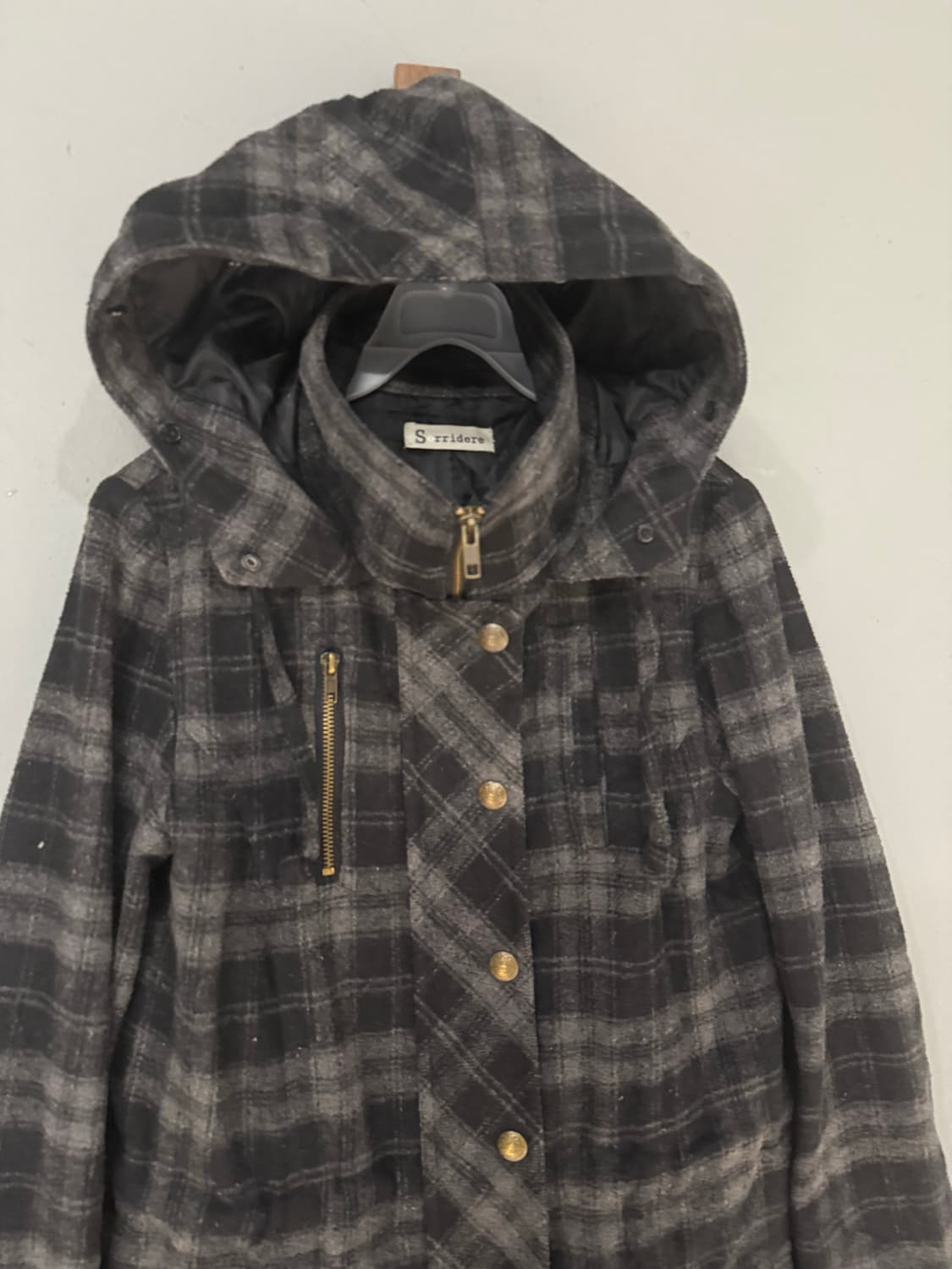 check pattern pocket detail hood coat 상품이미지5