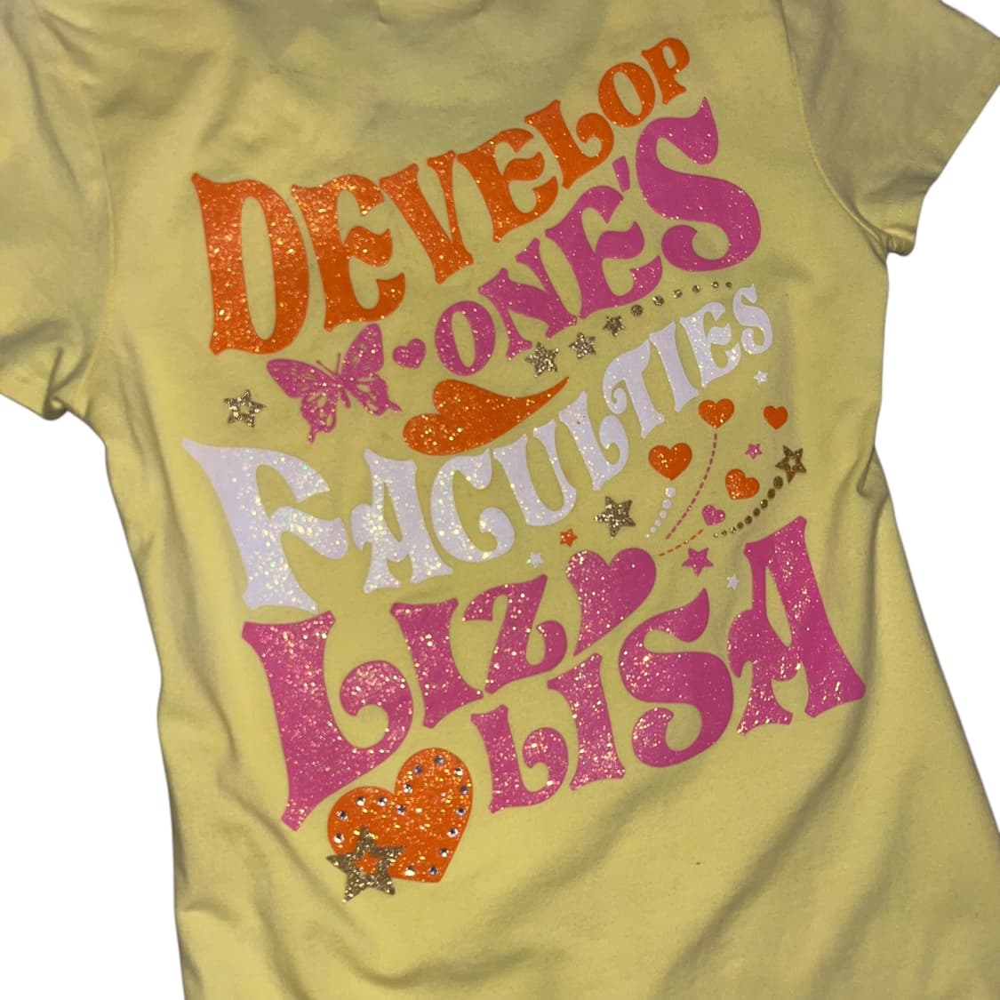 LLZLISA 리즈리사 레터링 나비 글리터 반팔티 갸루 키치 y2k 상품이미지4