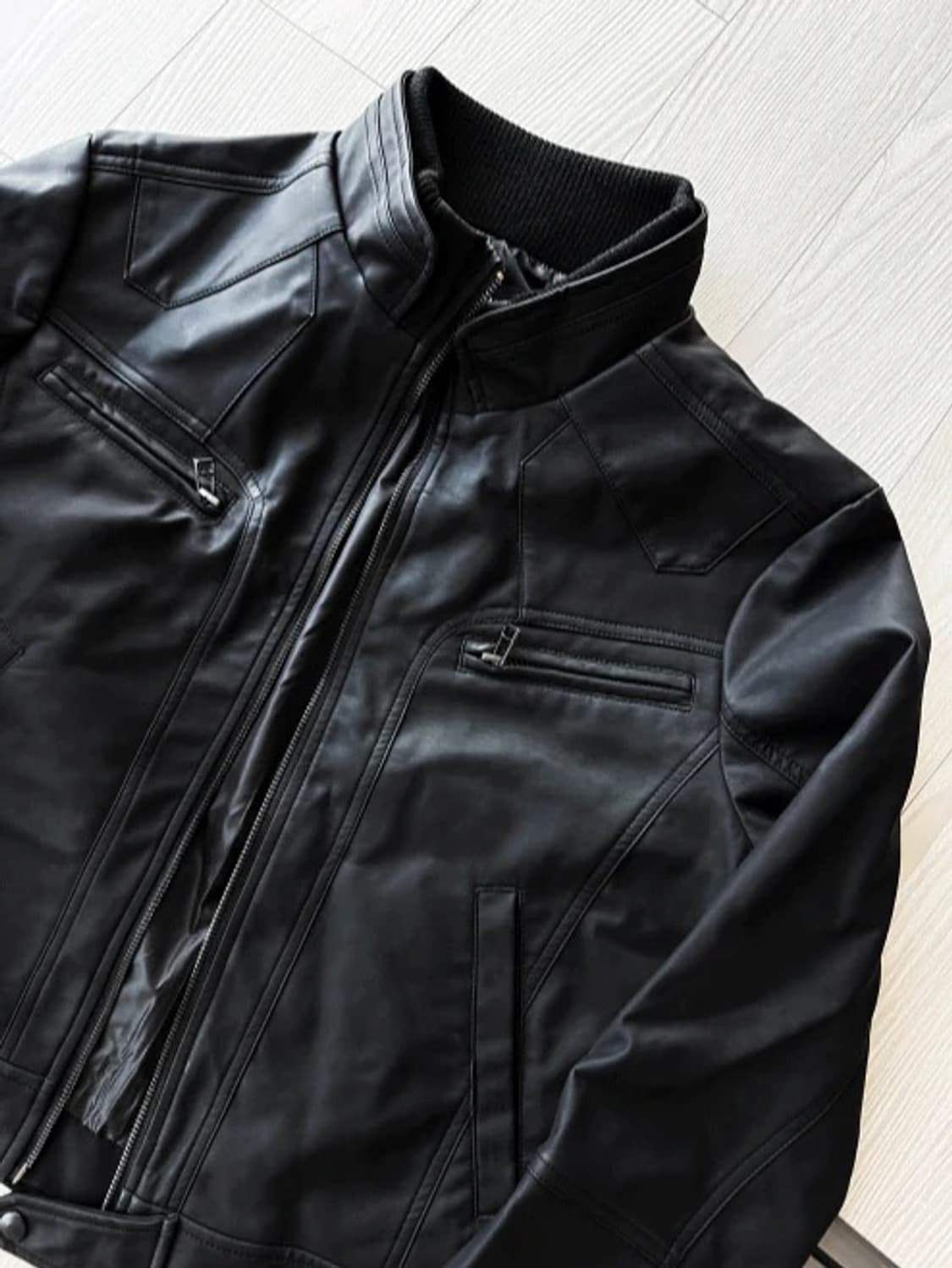 빈티지 바이커 절개 레더 자켓 상품이미지5