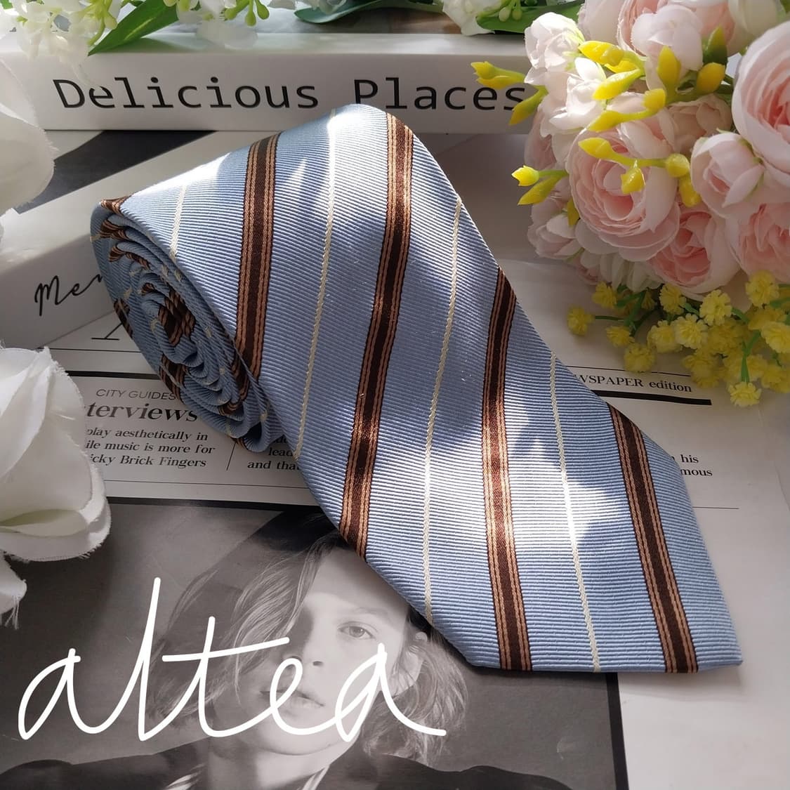 알테아 실크 블루 스트라이프 넥타이 8.5cm A+~A등급 K2303 상품이미지2