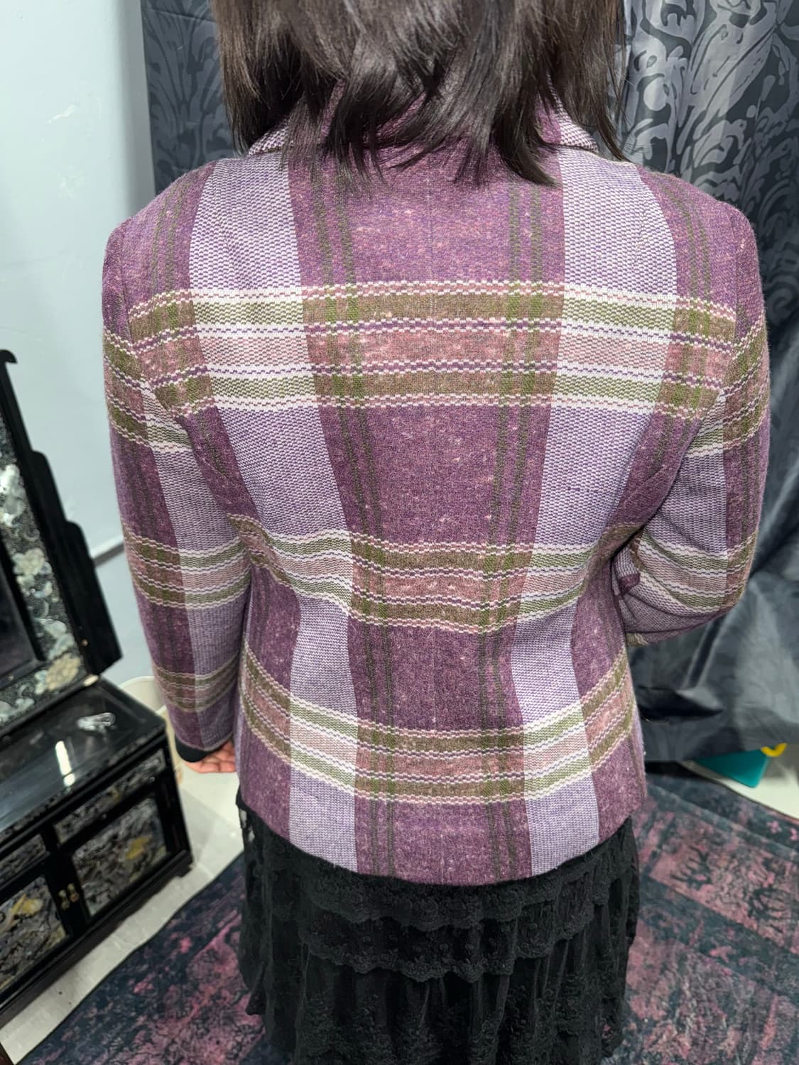 빈티지 퍼플 체크 엔틱단추 자켓 상품이미지6