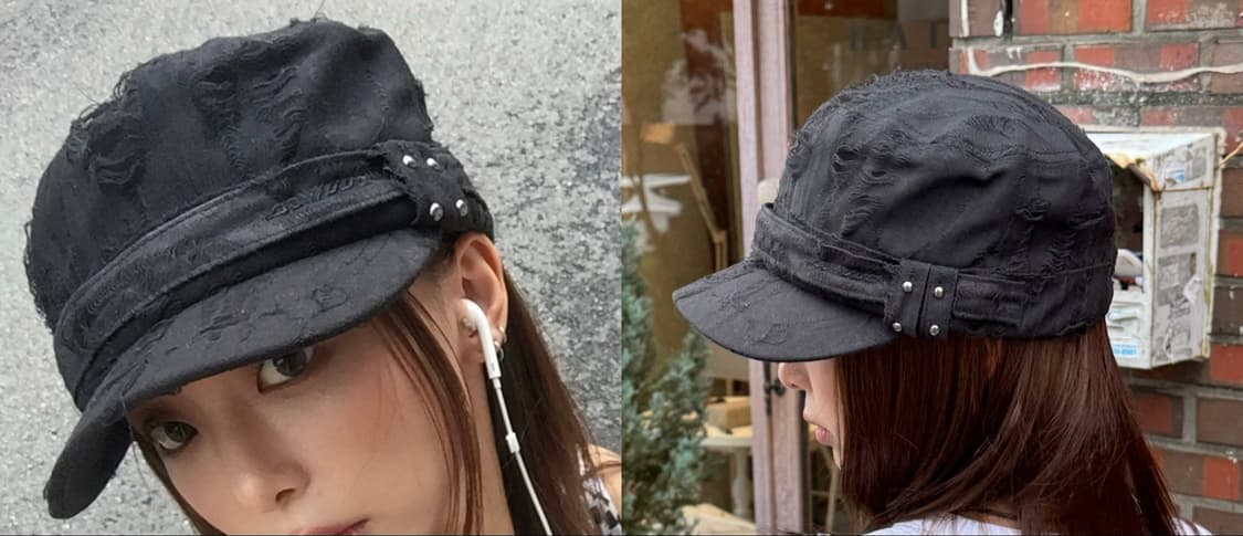 빈티지 컷팅 군모 캡 상품이미지3