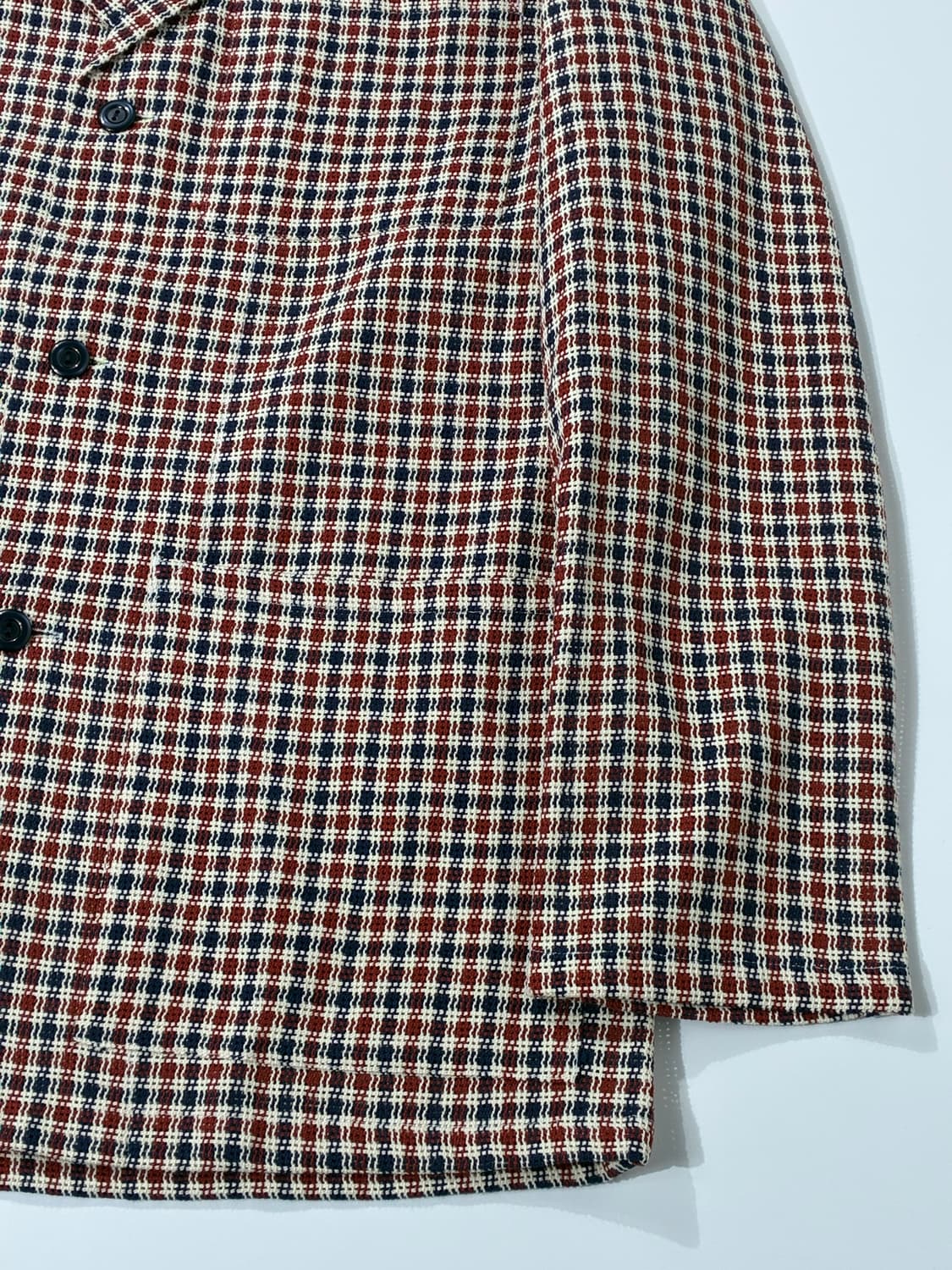 짓먼 빈티지 린넨/코튼 크로셰 체크 자켓 브라운 L사이즈 상품이미지3