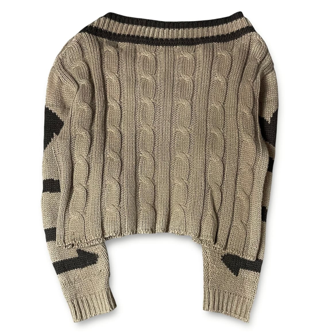 JPN 브라운 빅브이넥 꽈배기 긴팔 니트 F 상품이미지2