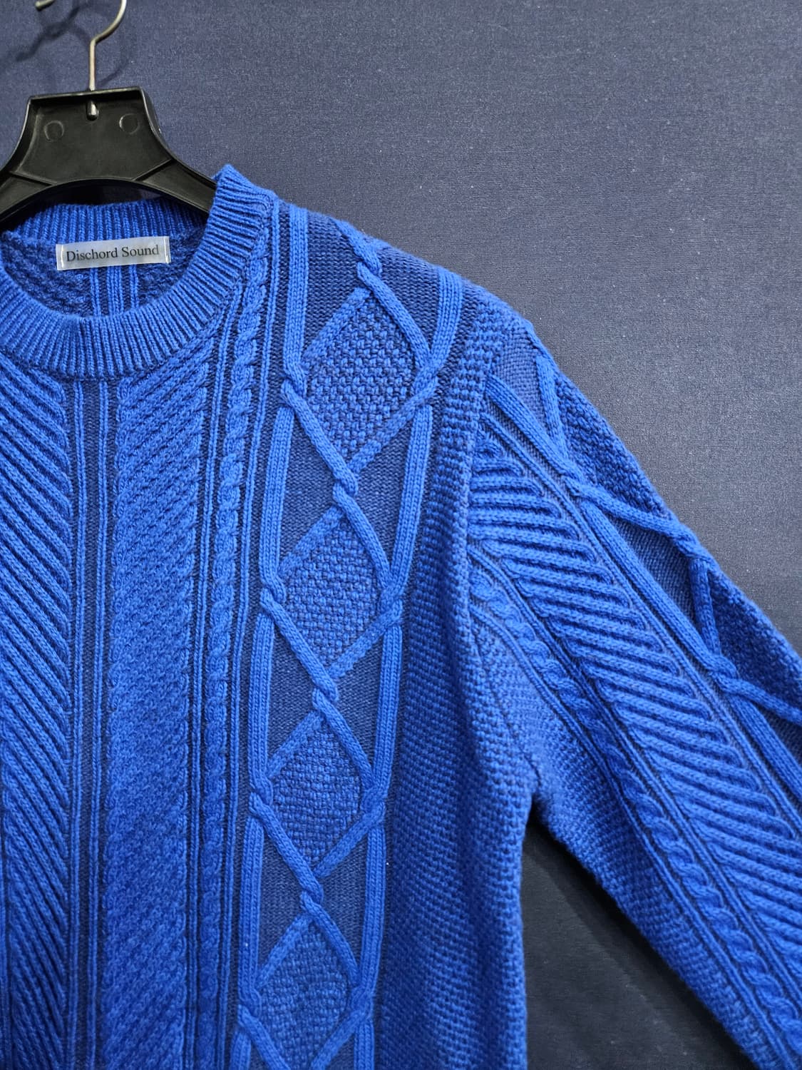 디스코드사운드 블루 남성 90~95 꽈배기 니트 상품이미지4