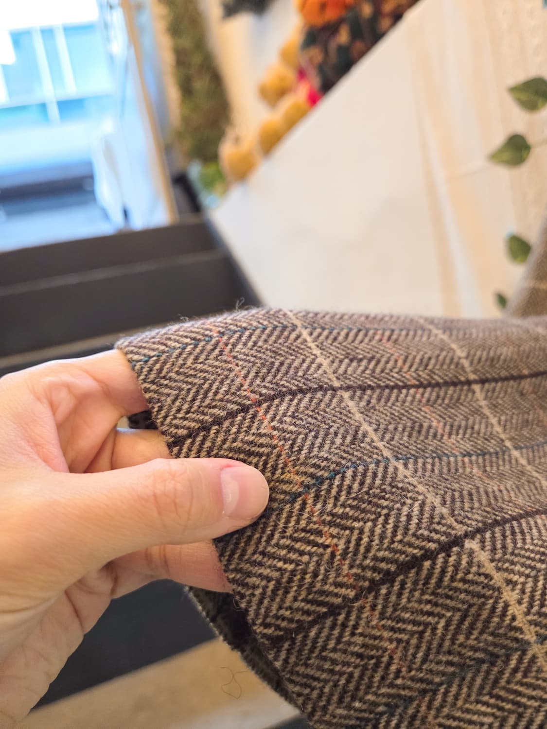 EAST BOY 체크 미디 울 스커트 상품이미지3