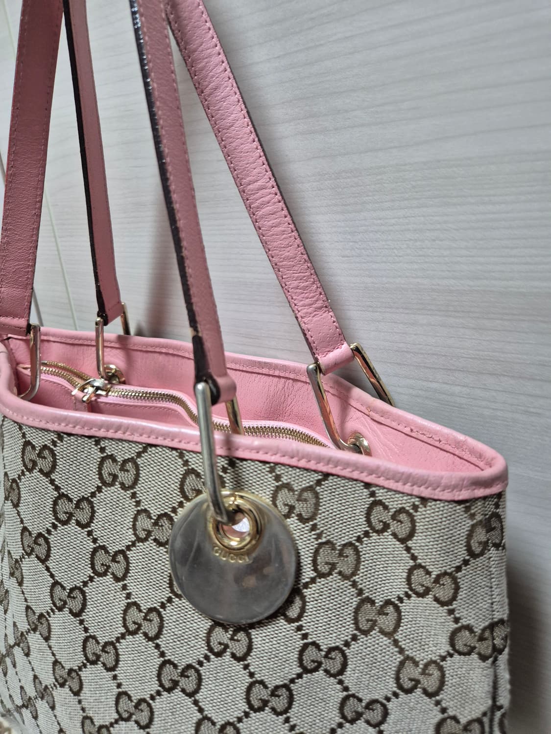 (정품) 구찌 GG로고 핑크 숄더백 토트백 자가드 상품이미지6