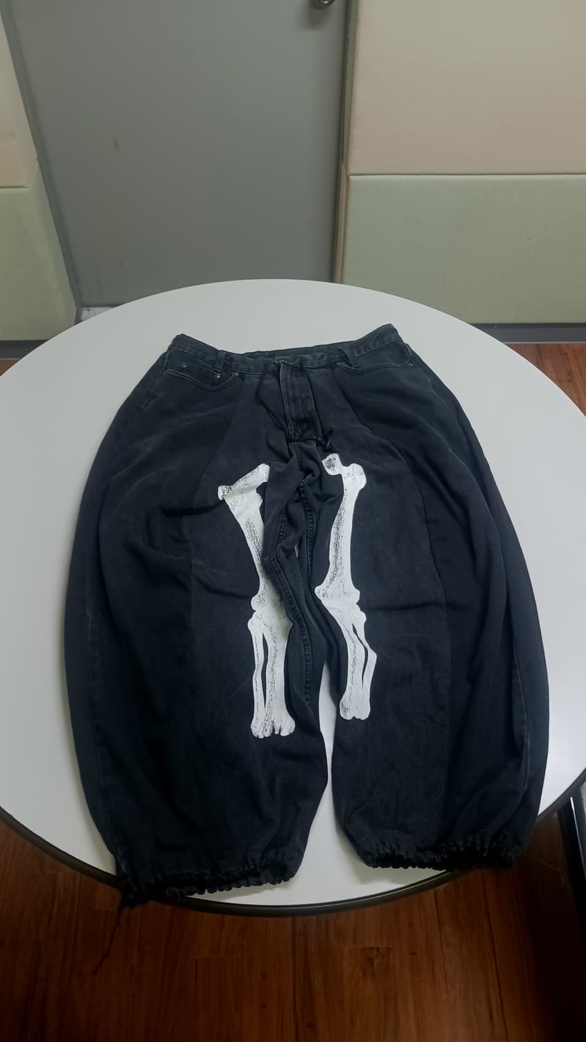 빈티지 오버핏 해골 힙한 검정생 청바지 상품이미지2