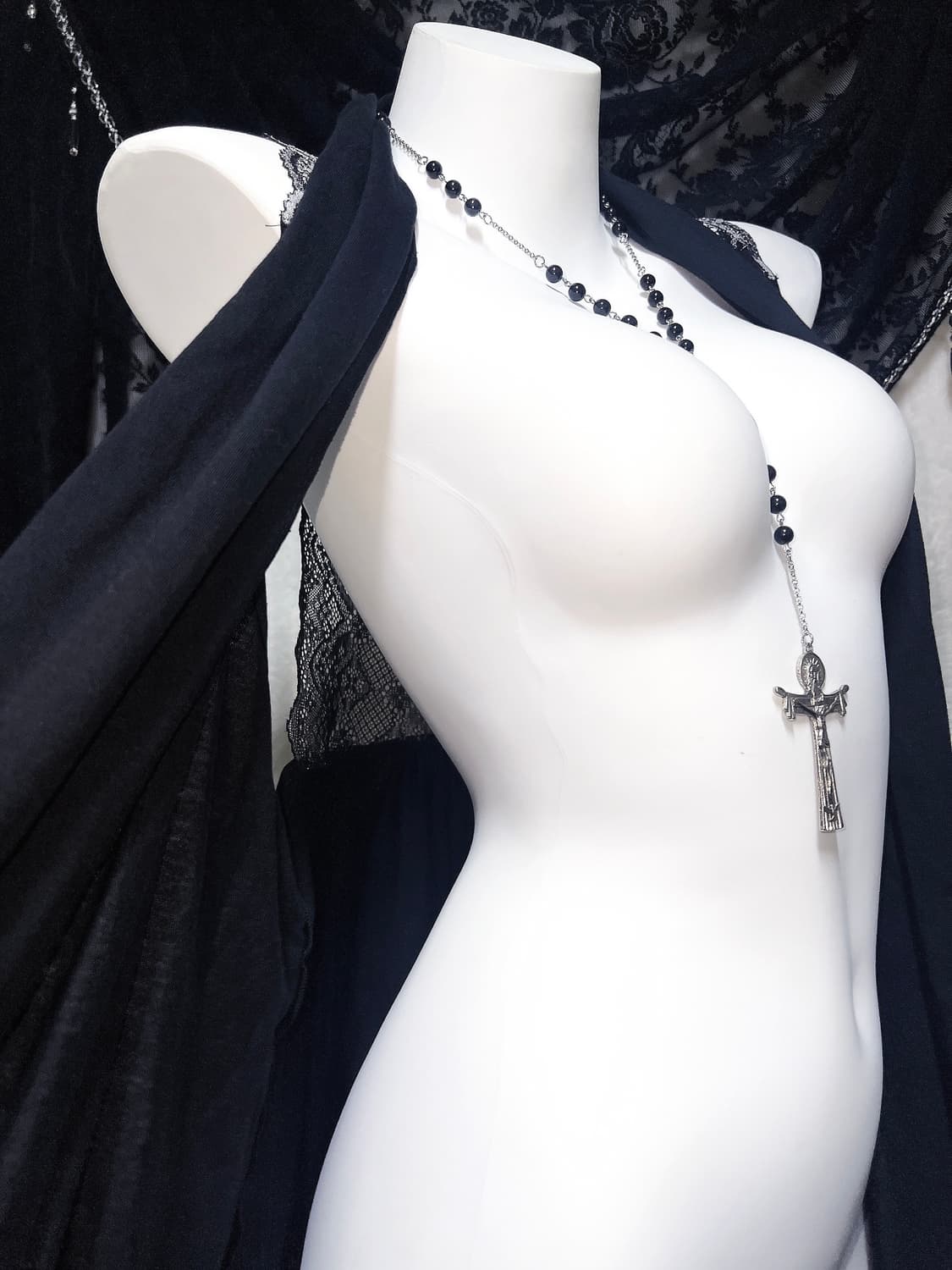 다크페어리 오리엔탈 로맨틱고딕 고스펑크 레이스 로브 핀터 레이어드 베스트 상품이미지6