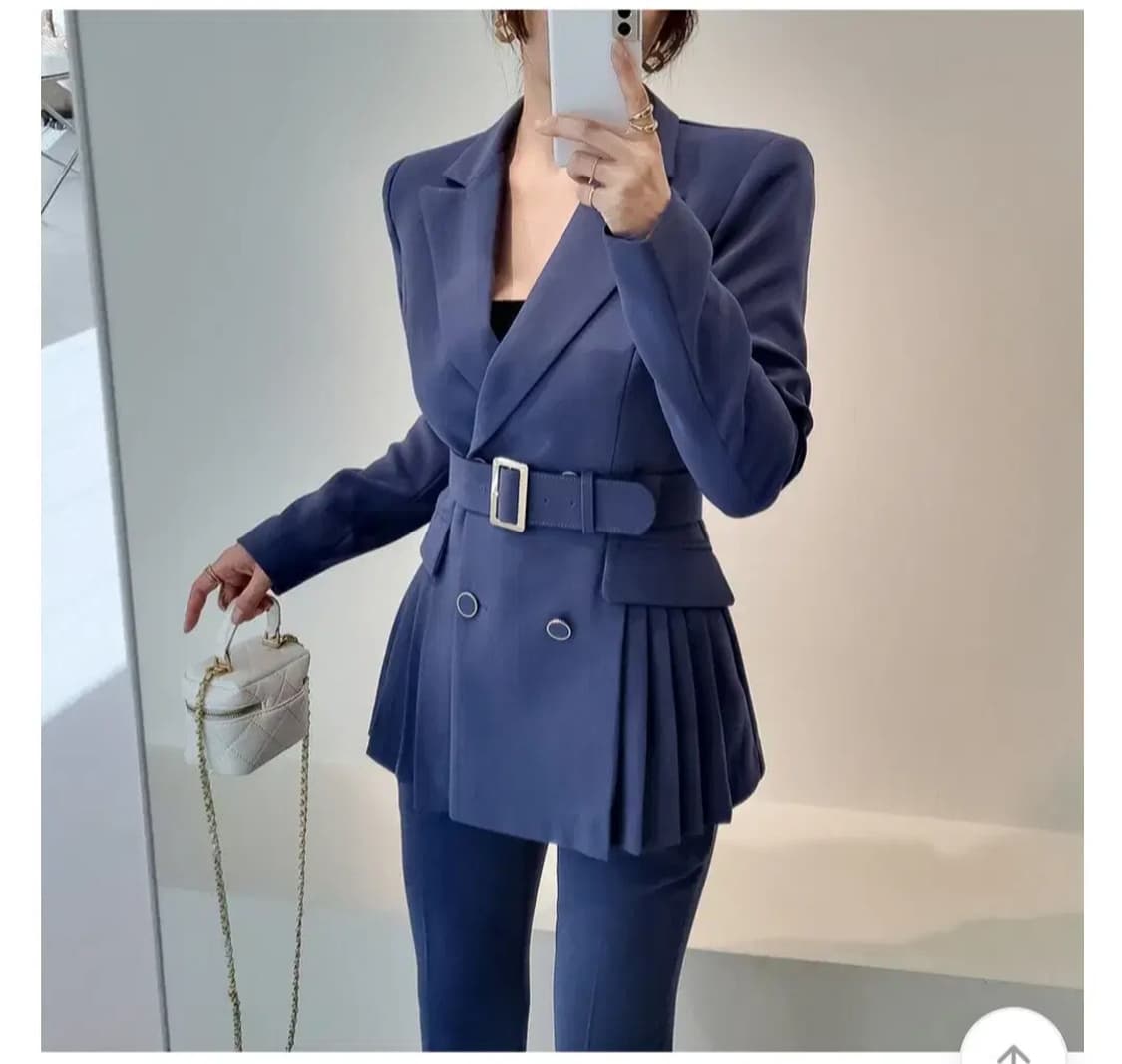 베키룸 벨트자켓정장세트부츠컷투피스세트원피스플리츠슬렉스빈티지수트하이웨스트 상품이미지2