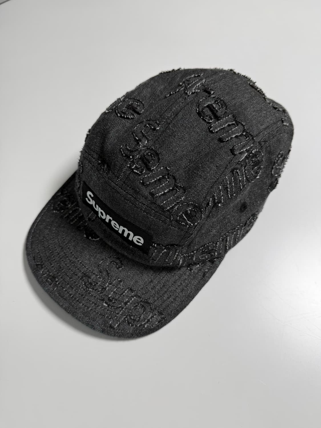 Supreme Lasered Denim Camp Cap Black 상품이미지3