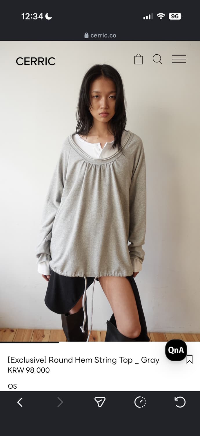 Cerric Round Hem String Top gray 상품이미지2