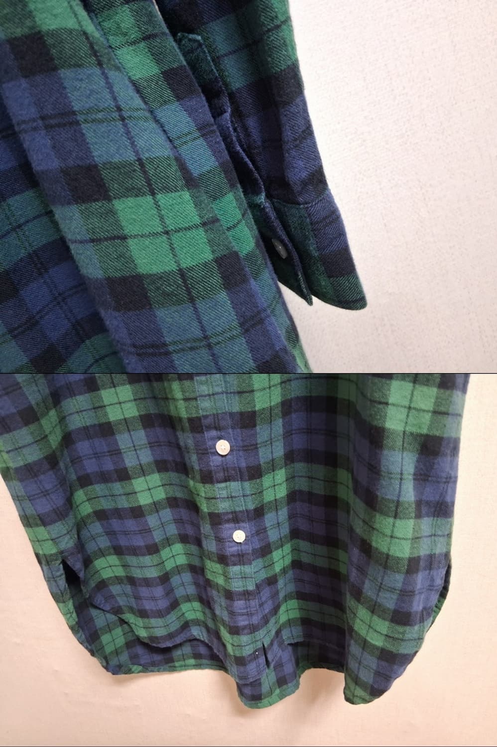 FRED PERRY 네이비그린체크 겨울 면체크  셔츠 원피스 미디 여성  상품이미지4