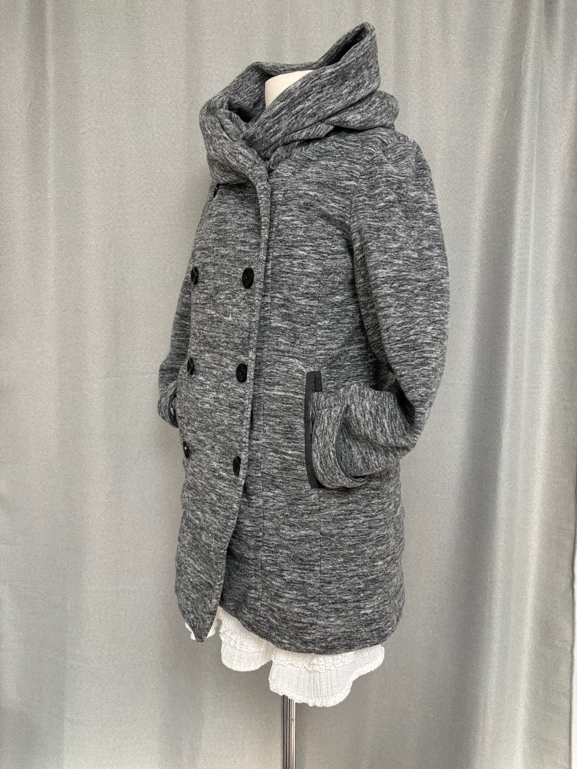 bbp 갸루 멜란지 더플 버튼 빅 숄 점퍼 상품이미지9