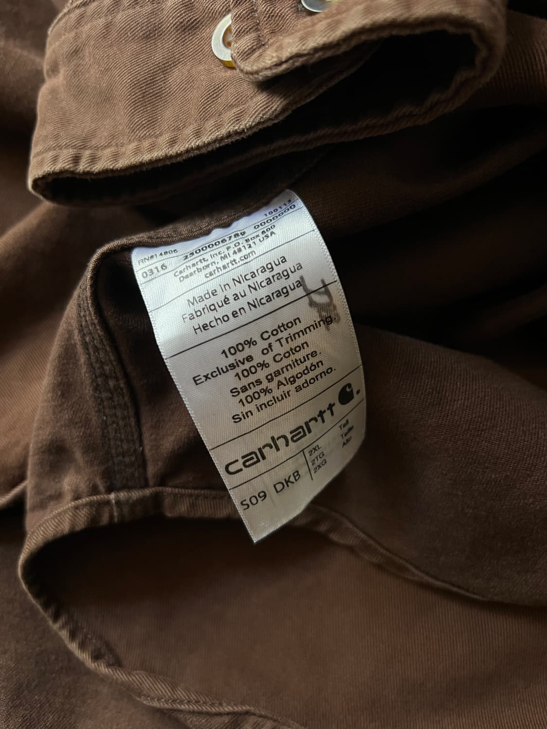 [2XL]칼하트 USA 2포켓 다크브라운 코튼 워크 셔츠 상품이미지6