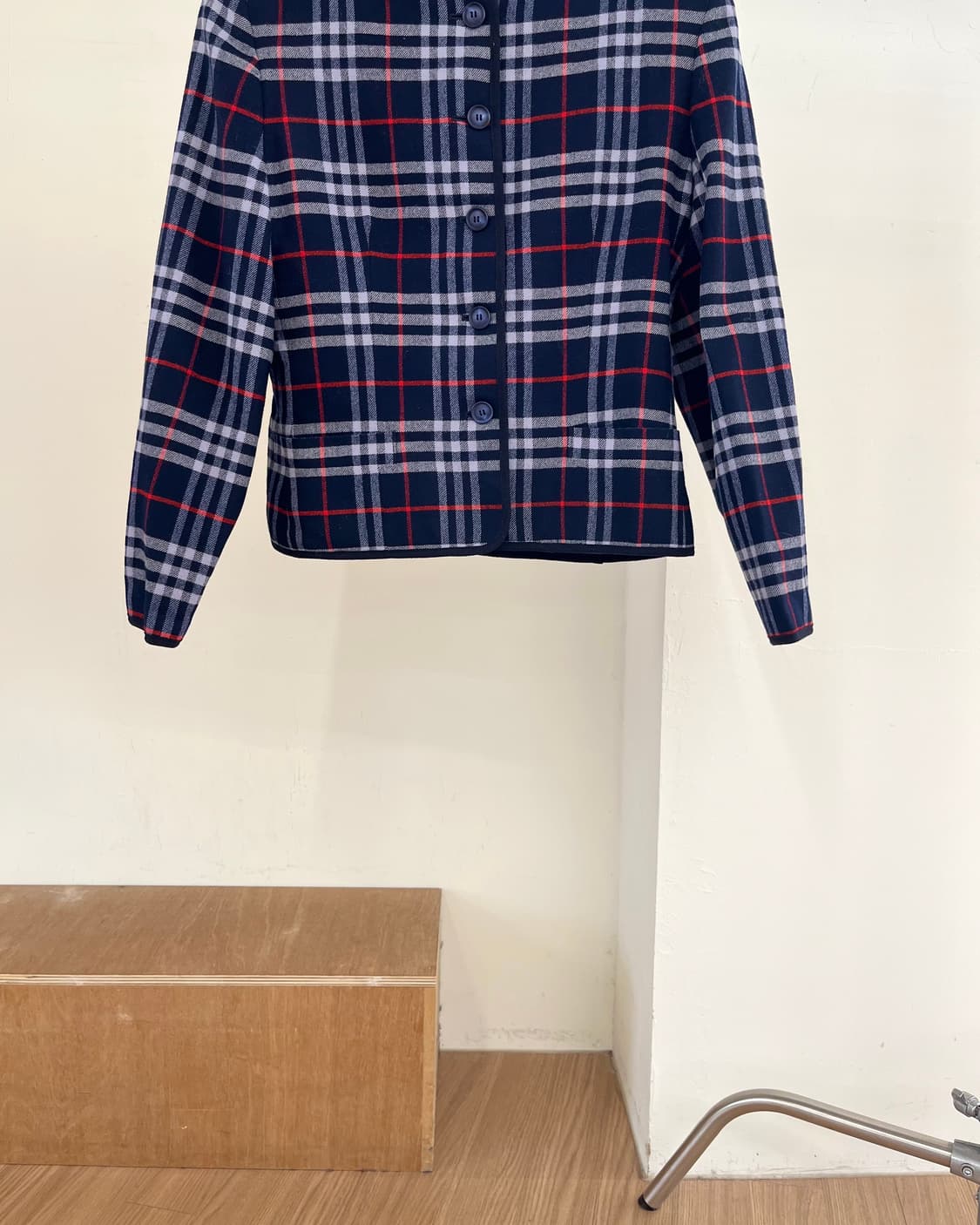 버버리 블루 플라드 울 자켓 상품이미지5