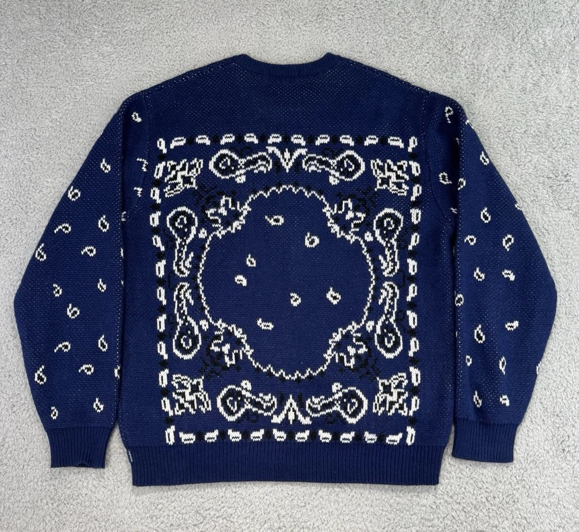 슈프림 반다나 니트 스웨터 네이비 상품이미지5