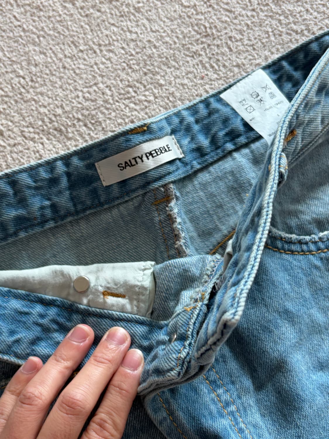 솔티페블 미디 데님 스커트 상품이미지2