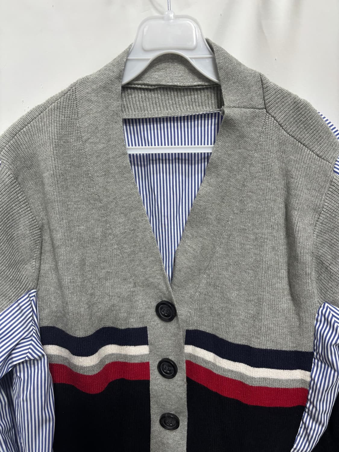 셔츠 레이어드 언발란스 컷 가디건 봄가을 가디건 남여공용 상품이미지2