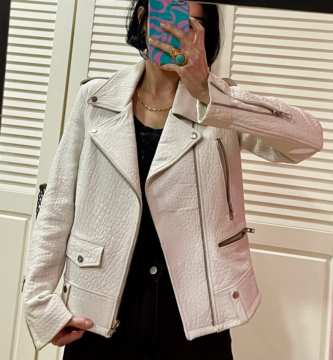 리얼 램스킨 라이더자켓 / 화이트 상품이미지9