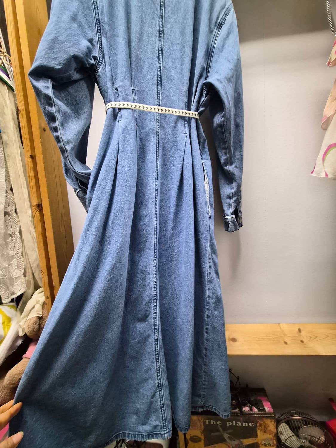 랩 벌룬 데님 롱 원피스 상품이미지6